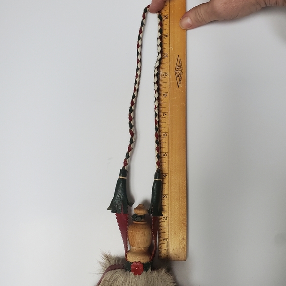 Vintage Folk Art Hungarian Shepherd's Canteen Kulacs Fur Leather Handmade - Picture 10 of 10